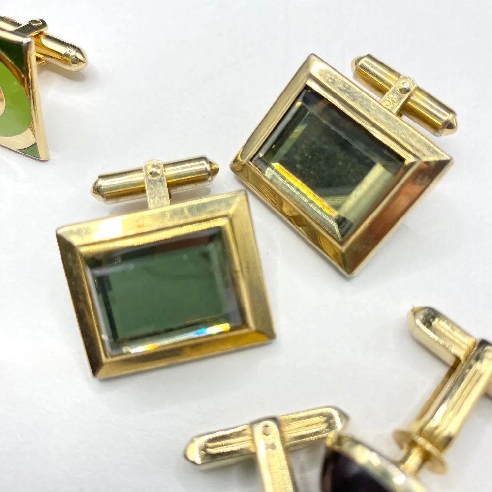 Gold Tone Cuff Links Bundle Of 4 Pairs Vintage Men's Unisex